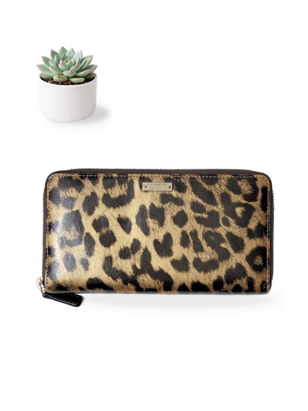 Kate Spade Neda Leopard Print Zip Around Continental Wallet Cheetah Animal Print